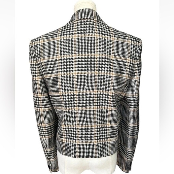 Vintage Jaeger 100% Wool Cropped Blazer Plaid Check Dark Academia Size M/L - Picture 8 of 10